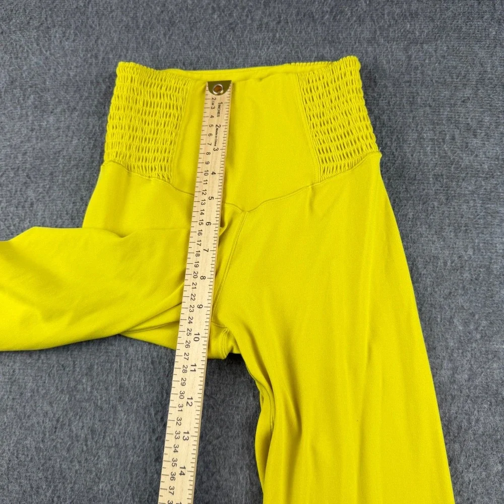 OFFLINE by Aerie Leggings Women's Small Yellow Real Me High Waist Smocked 7/8